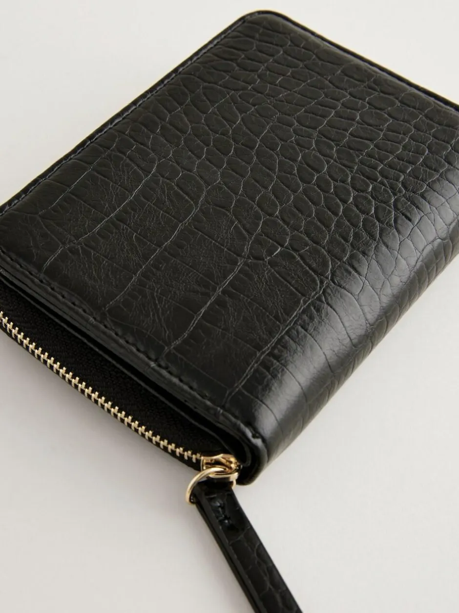 Next Midi Zip Around Purse Black New