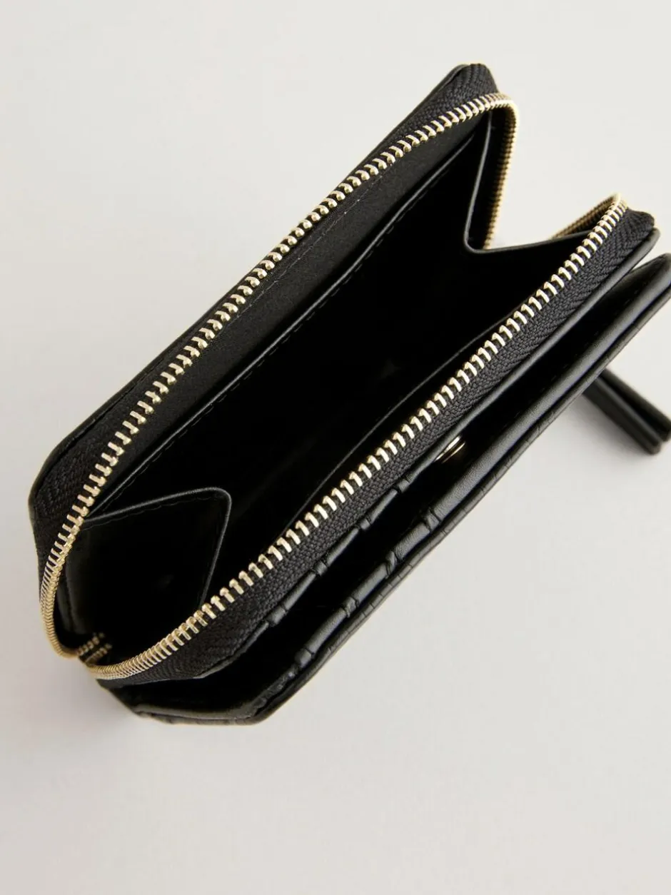 Next Midi Zip Around Purse Black New