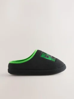 Next Black Minecraft Flippy Sequin Slipper Mules