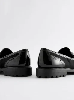Next Standard/Wide Fit Tassel Detail Cleated Chunky Loafer Shoes Black Mix Discount