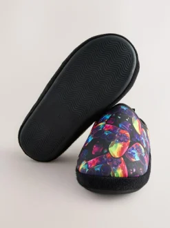 Next Black Multicoloured Gamer Warm Lined Slipper Mules Clearance
