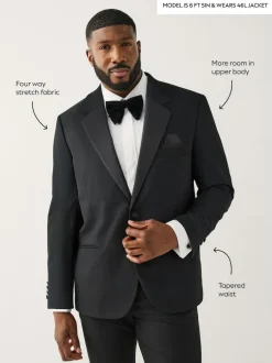 Next Black Muscle Fit Motionflex Stretch Tuxedo Suit Jacket Online