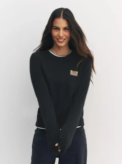 Next Black Music Cassette Long Sleeve Crew Neck Jumper With Wool New