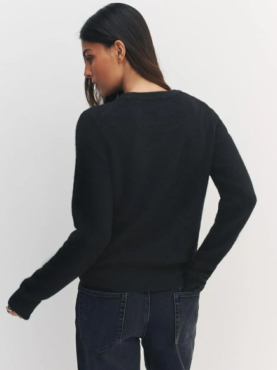 Next Black Music Cassette Long Sleeve Crew Neck Jumper With Wool New