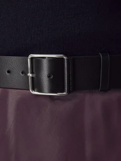 Next N. Premium Made In Italy Wide Leather Belt Black Sale
