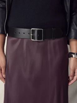 Next N. Premium Made In Italy Wide Leather Belt Black Sale