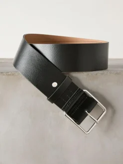 Next N. Premium Made In Italy Wide Leather Belt Black Sale