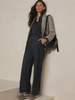 Next N. Premium Wide Leg Tailored Jersey Trousers Black Online