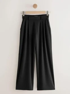 Next N. Premium Wide Leg Tailored Jersey Trousers Black Online