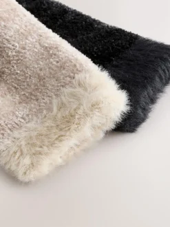 Next Velvet Cosy Socks 2 Pack Black/ Neutral Online