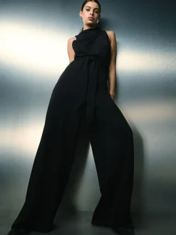 Next Occasion Cowl Neck Sleeveless Jersey Jumpsuit Black Hot