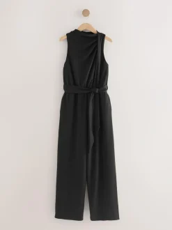 Next Occasion Cowl Neck Sleeveless Jersey Jumpsuit Black Hot