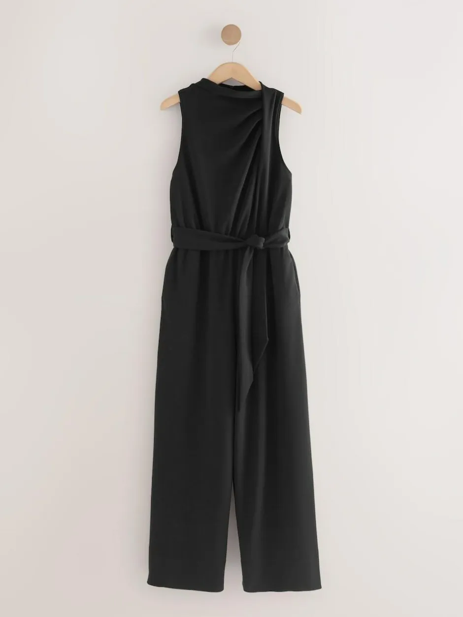 Next Occasion Cowl Neck Sleeveless Jersey Jumpsuit Black Hot