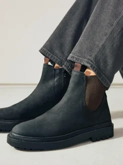Next Forever Comfort® Round Toe Chelsea Boots Black Oiled Leather Hot