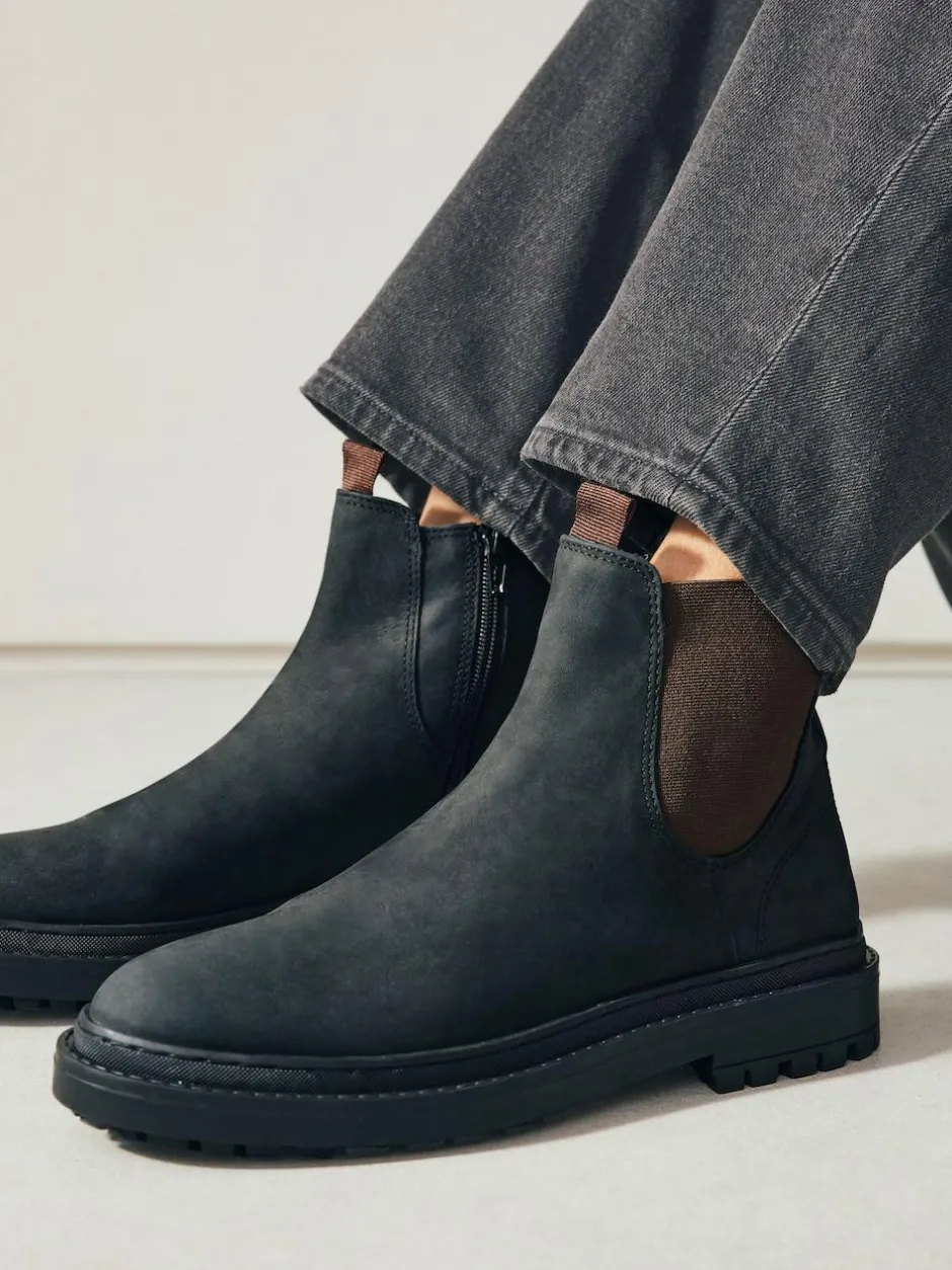 Next Forever Comfort® Round Toe Chelsea Boots Black Oiled Leather Hot