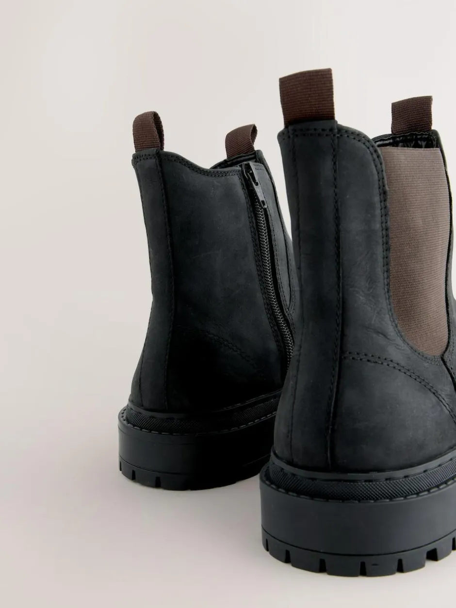 Next Forever Comfort® Round Toe Chelsea Boots Black Oiled Leather Hot