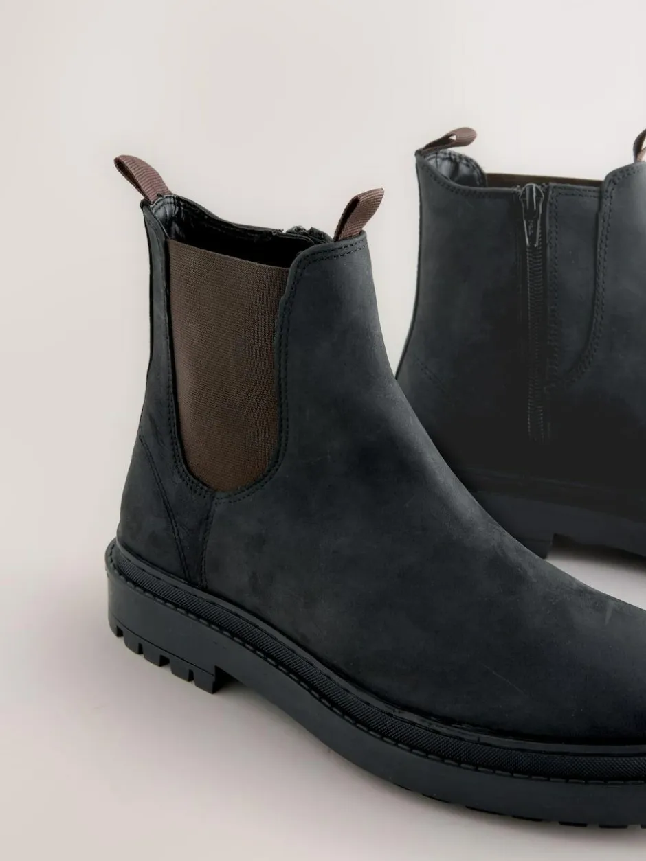 Next Forever Comfort® Round Toe Chelsea Boots Black Oiled Leather Hot