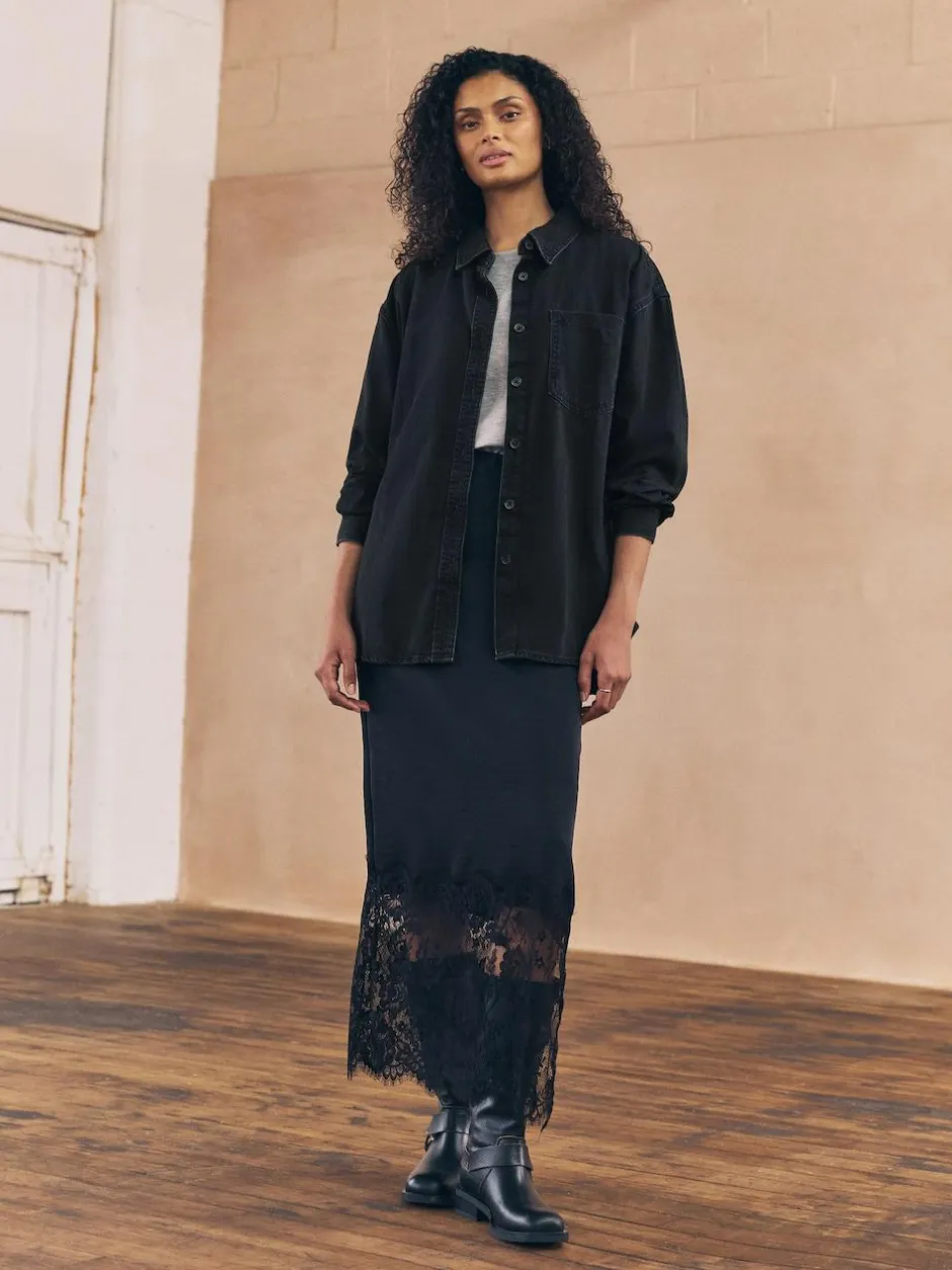 Next Black Oversize Denim Shirt Online