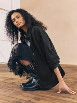 Next Black Oversize Denim Shirt Online
