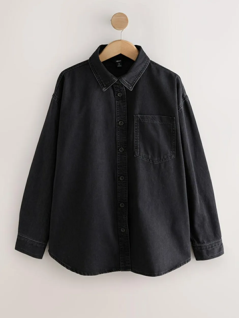 Next Black Oversize Denim Shirt Online