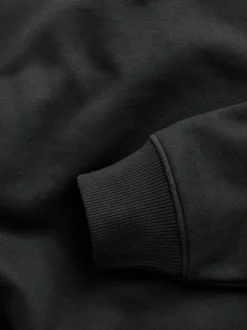 Next Oversized Heavyweight Cotton Rich Crew Neck Sweatshirt Black New