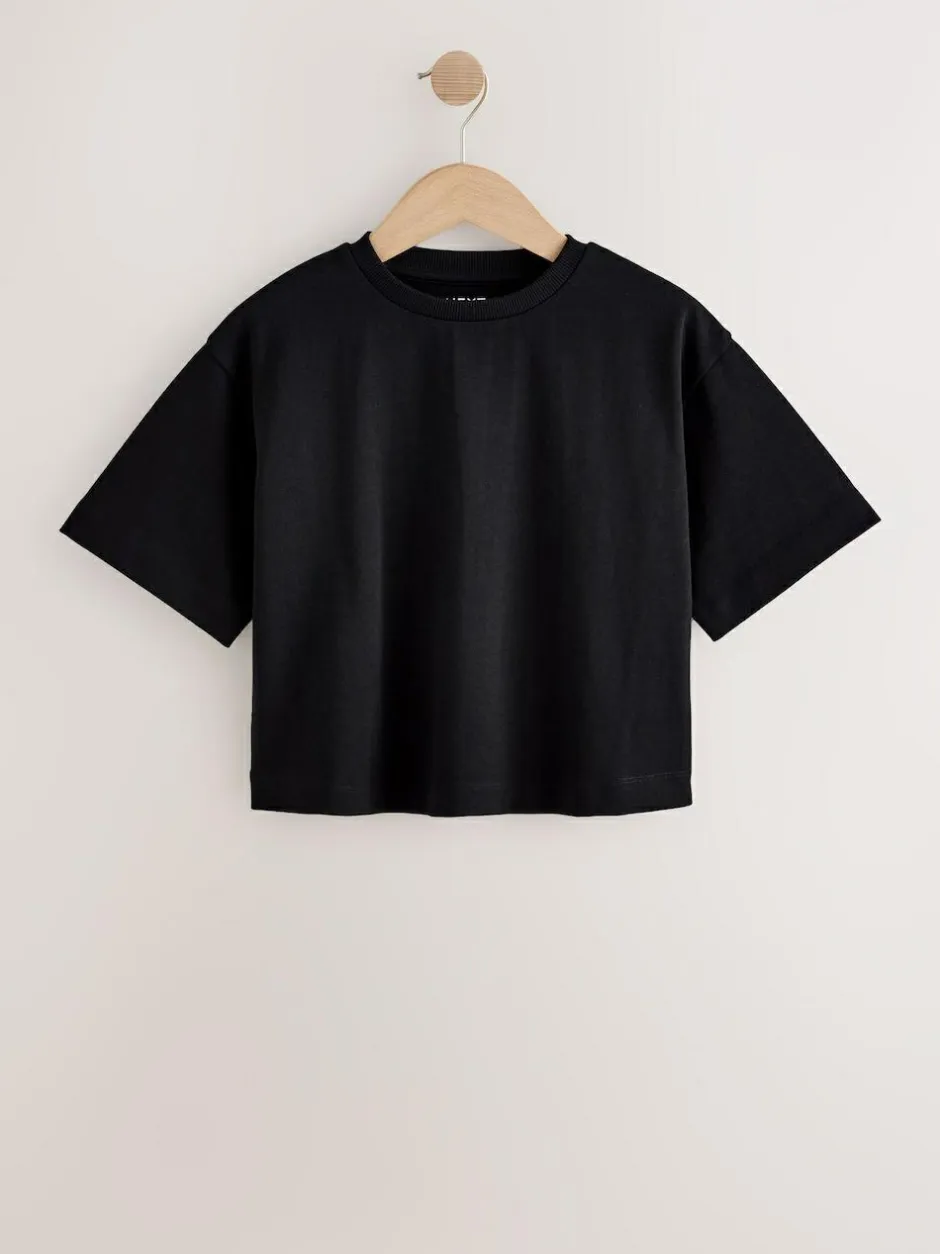 Next Oversized Heavyweight Boxy T-Shirt (3-16yrs) Black Best
