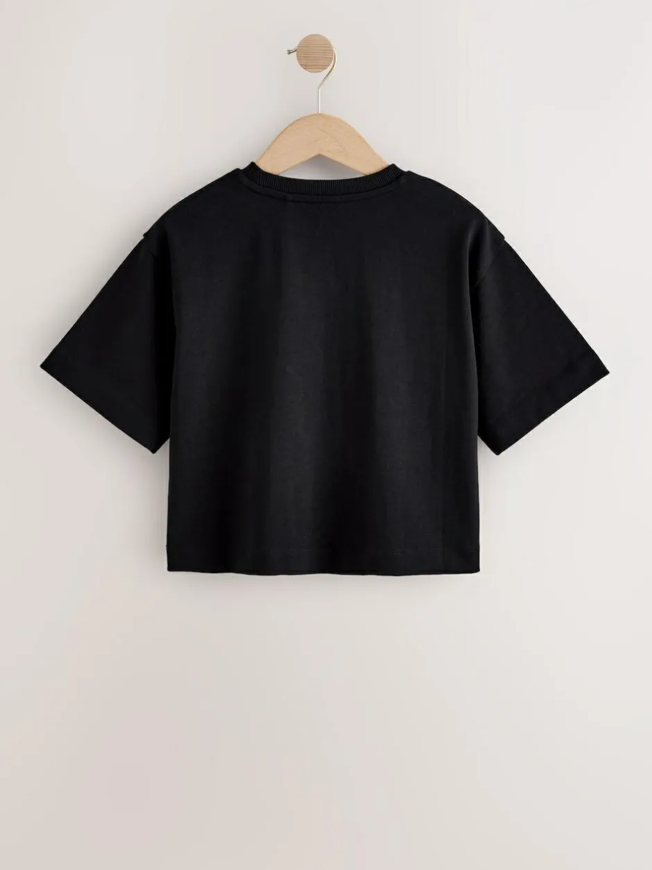 Next Oversized Heavyweight Boxy T-Shirt (3-16yrs) Black Best