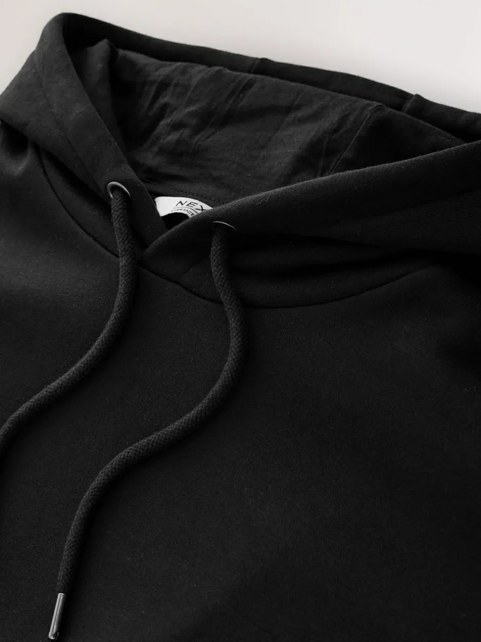 Next Oversized Heavyweight Cotton Rich Jersey Hoodie Black