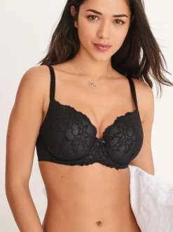 Next Pad Balcony DD+ Lace Bra Black Online
