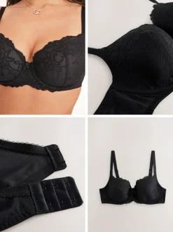 Next Pad Balcony DD+ Lace Bra Black Online