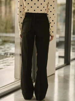 Next Patch Pocket Wide Leg Jeans Black Hot