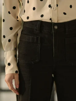 Next Patch Pocket Wide Leg Jeans Black Hot
