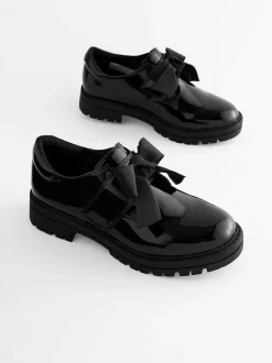 Next Black Patent Bow Monkstrap Chunky School Shoes Outlet