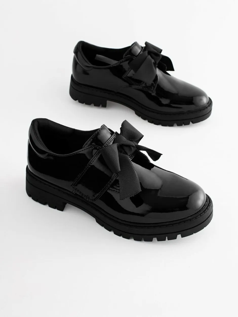 Next Black Patent Bow Monkstrap Chunky School Shoes Outlet