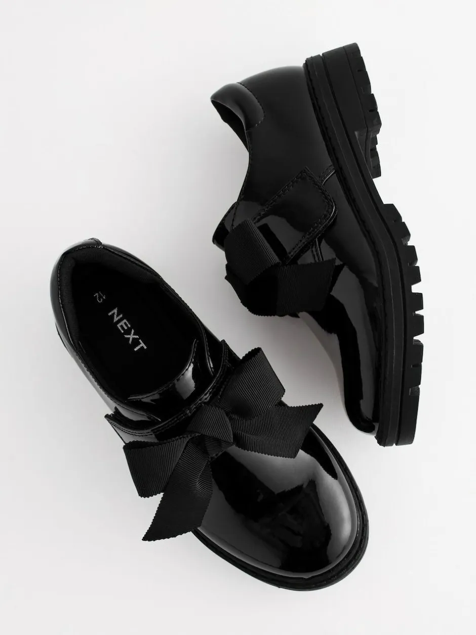 Next Black Patent Bow Monkstrap Chunky School Shoes Outlet