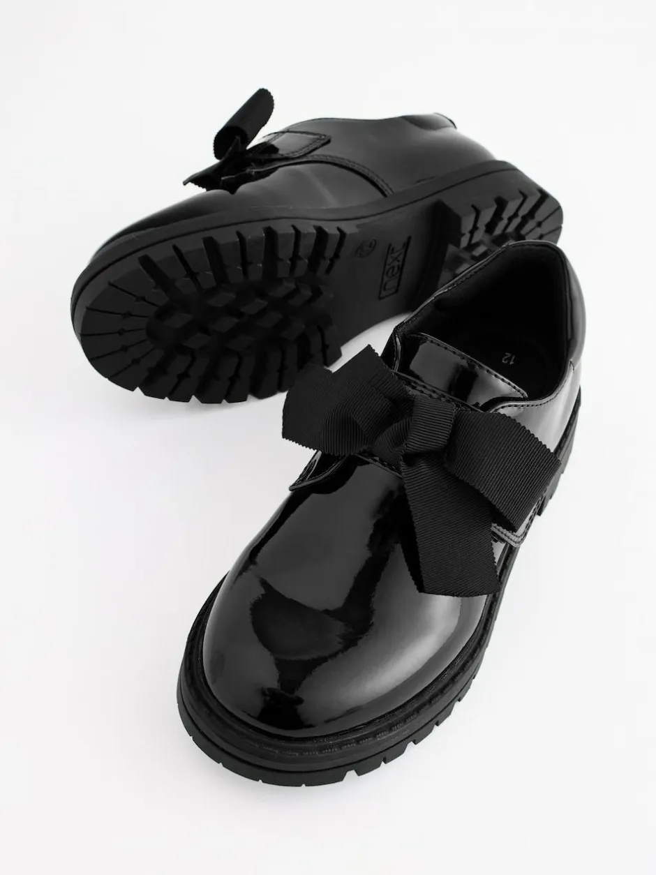 Next Black Patent Bow Monkstrap Chunky School Shoes Outlet