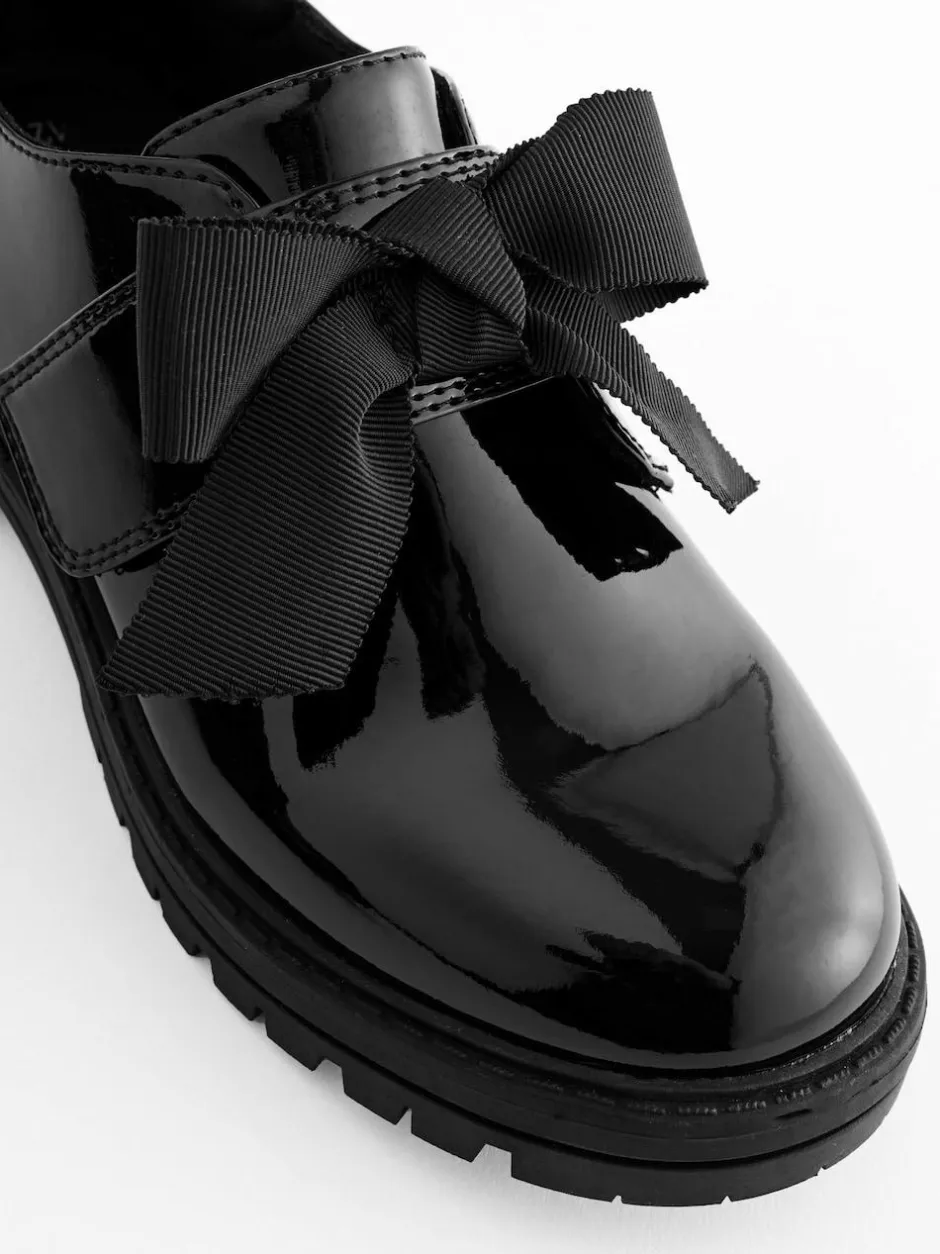 Next Black Patent Bow Monkstrap Chunky School Shoes Outlet