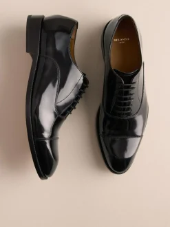 Next Black Patent Leather Oxford Toe Cap Shoes New