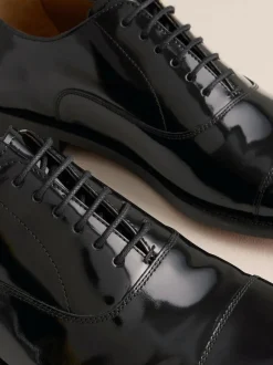 Next Black Patent Leather Oxford Toe Cap Shoes New