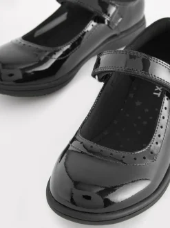Next Black Patent Narrow Fit (E) School Leather Brogue Detail Mary Jane Shoes Online