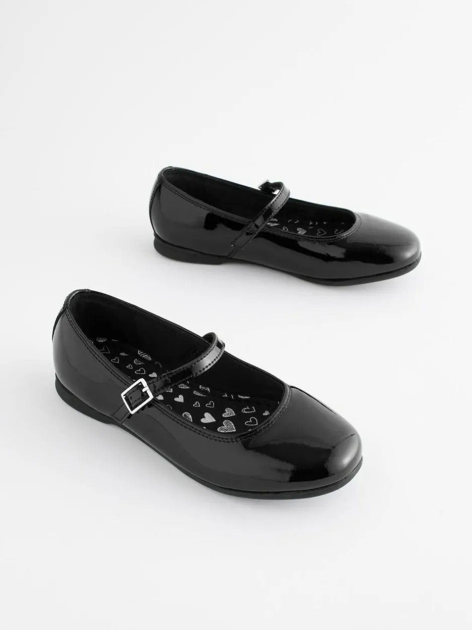 Next Narrow Fit (E) Leather Mary Jane School Shoes Black Patent