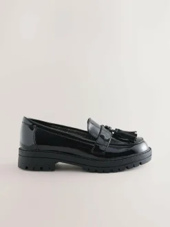 Next Black Patent School Chunky Tassel Loafers Online