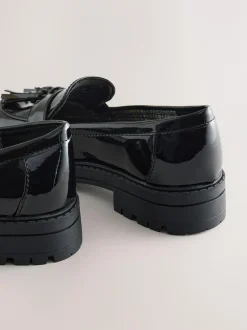 Next Black Patent School Chunky Tassel Loafers Online