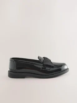 Next Black Patent Standard Fit (F) Leather Bow Loafer School Shoes Outlet