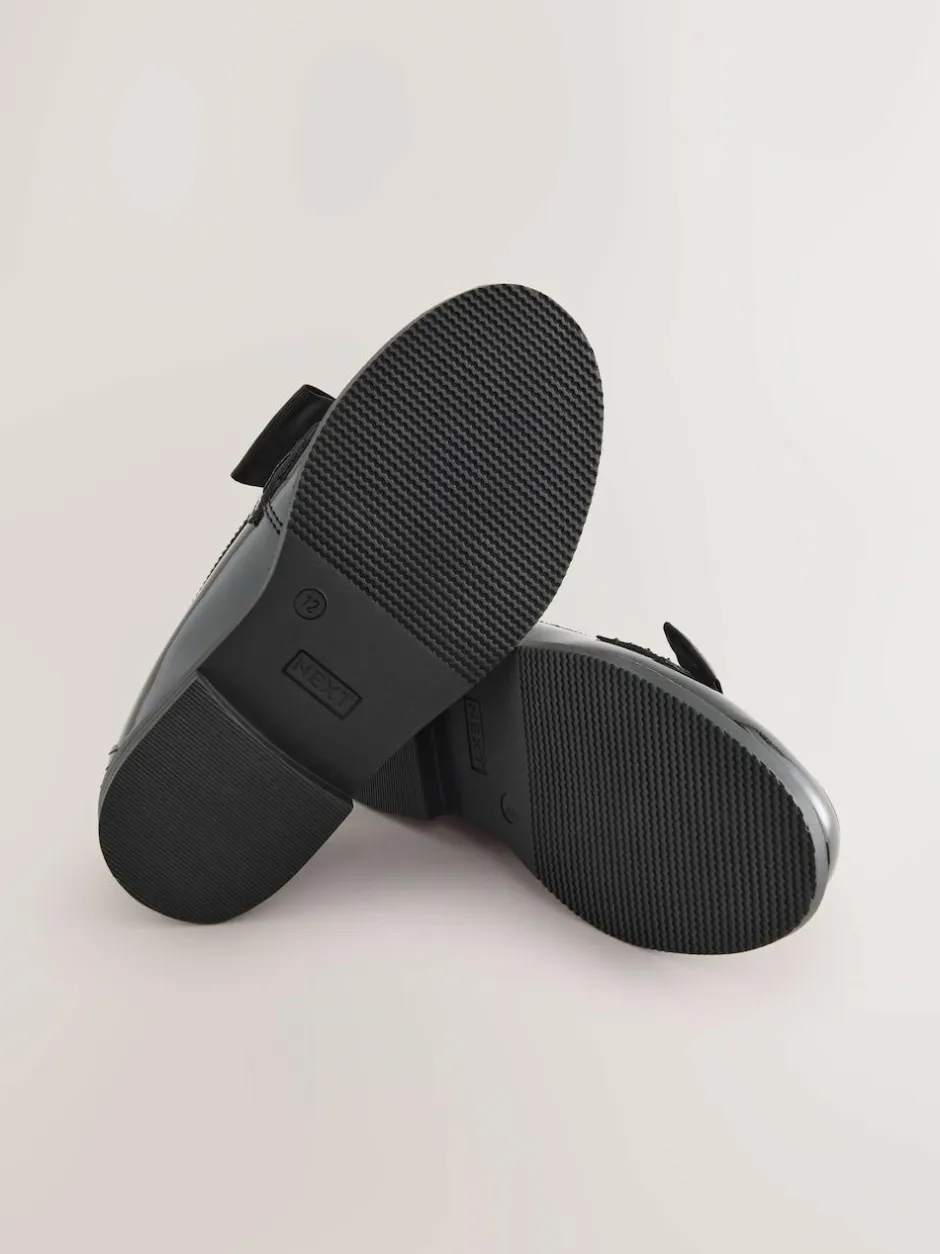 Next Black Patent Standard Fit (F) Leather Bow Loafer School Shoes Outlet