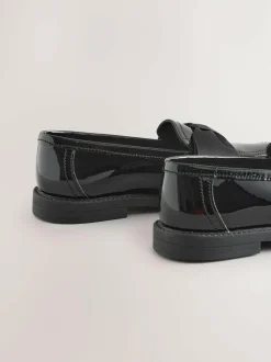 Next Black Patent Standard Fit (F) Leather Bow Loafer School Shoes Outlet