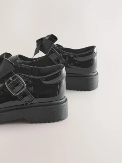 Next Standard Fit (F) Bow Chunky Mary Jane School Shoes Black Patent Discount