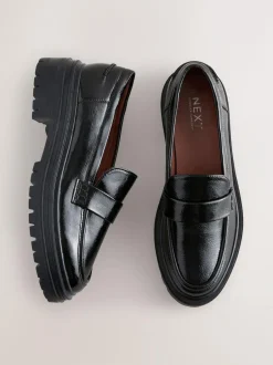 Next Standard/Wide Fit Chunky Loafers Black Patent Hot