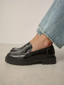 Next Standard/Wide Fit Chunky Loafers Black Patent Hot