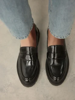 Next Standard/Wide Fit Chunky Loafers Black Patent Hot